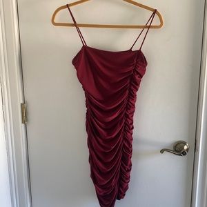 Windsor Red Midi Ruched Mini Dress